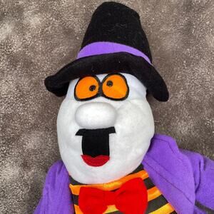 Stuffins Style Ghost Plush Halloween Orange Scrambled Eyes Striped Doll READ